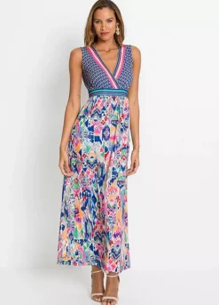 Graphic Printed Maxi Dress -Mesh Sleeve Shop Graphic Printed Maxi Dress927799FRSP
