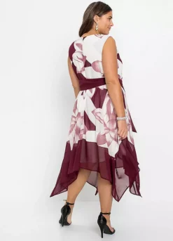 Hanky Hem Floral Dress -Mesh Sleeve Shop Hanky Hem Floral Dress959333FRSB W01