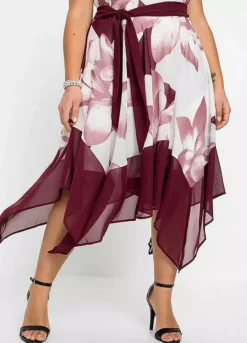 Hanky Hem Floral Dress -Mesh Sleeve Shop Hanky Hem Floral Dress959333FRSB W02