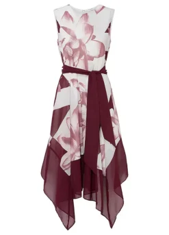 Hanky Hem Floral Dress -Mesh Sleeve Shop Hanky Hem Floral Dress959333FRSC