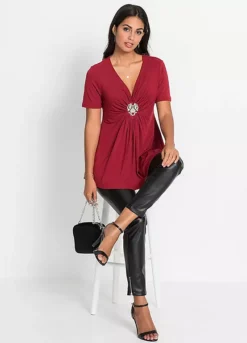 Heart Brooch Tunic -Mesh Sleeve Shop Heart Brooch Tunic915916FRSP W03