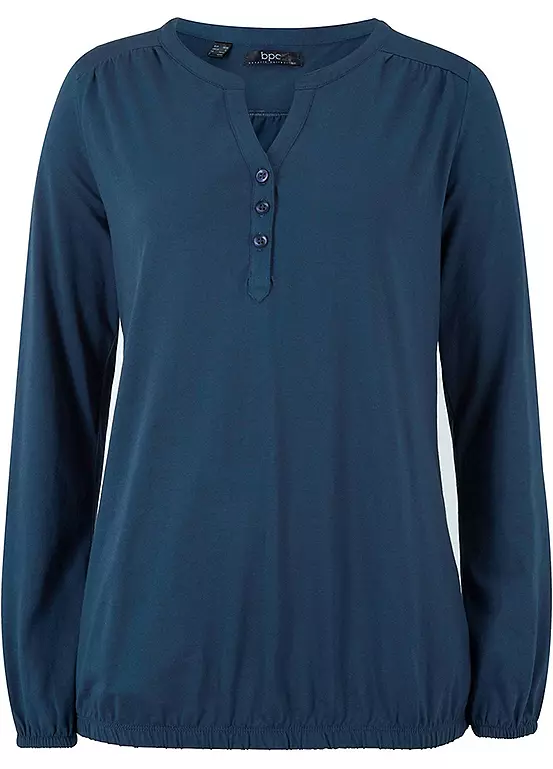 Henley Buttoned Collar Long Sleeve Top 4 Henley Buttoned Collar Long Sleeve Top - Image 2
