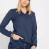 Henley Buttoned Collar Long Sleeve Top -Mesh Sleeve Shop Henley Buttoned Collar Long Sleeve Top944611FRSP