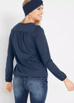 Henley Buttoned Collar Long Sleeve Top 10 Henley Buttoned Collar Long Sleeve Top -Mesh Sleeve Shop Henley Buttoned Collar Long Sleeve Top944611FRSP W01