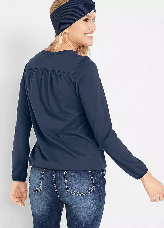 Henley Buttoned Collar Long Sleeve Top 6 Henley Buttoned Collar Long Sleeve Top - Image 4