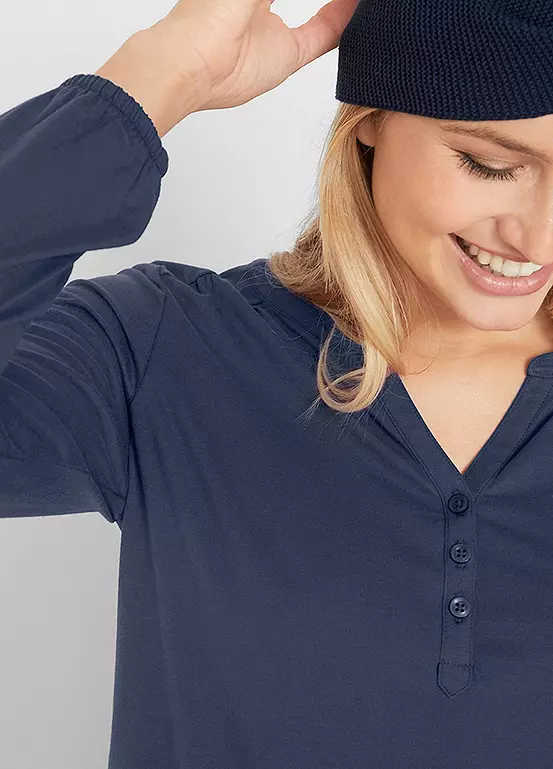 Henley Buttoned Collar Long Sleeve Top 7 Henley Buttoned Collar Long Sleeve Top - Image 5