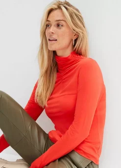 High Neck Long Sleeve Top -Mesh Sleeve Shop High Neck Long Sleeve Top911451FRSP W03