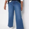 High Waist Wide Leg Jeans -Mesh Sleeve Shop High Waist Wide Leg Jeans969303FRSB