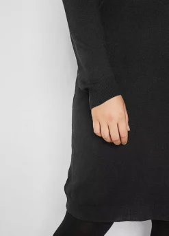 Hooded Knee-Length Knit Dress -Mesh Sleeve Shop Hooded Knee Length Knit Dress955531FRSB W02