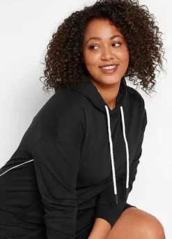 Hooded Sweat Dress -Mesh Sleeve Shop Hooded Sweat Dress923105FRSB W02