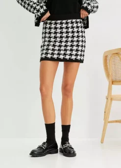 Houndstooth Knit Skirt
