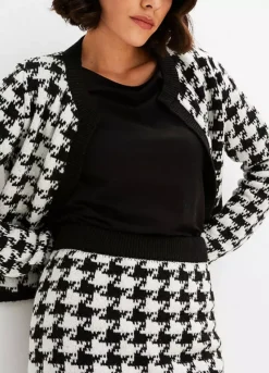 Houndstooth Knit Skirt -Mesh Sleeve Shop Houndstooth Knit Skirt970427FRSP W03