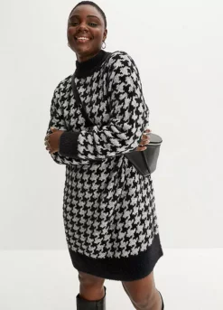 Houndstooth Knitted Dress