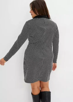 Houndstooth Mini Dress -Mesh Sleeve Shop Houndstooth Mini Dress910057FRSB W01