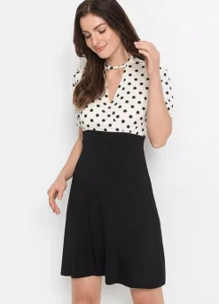 Jersey Polka Dot Dress -Mesh Sleeve Shop Jersey Polka Dot Dress969537FRSP
