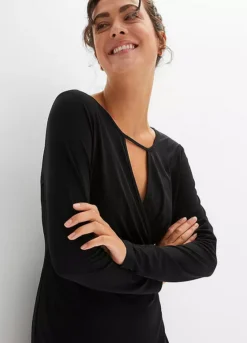 Jersey Wrap Dress -Mesh Sleeve Shop Jersey Wrap Dress916539FRSP W02