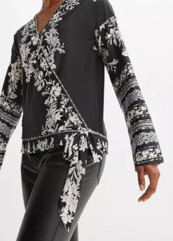 Jersey Wrap Top -Mesh Sleeve Shop Jersey Wrap Top969241FRSP W03