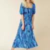 Kaleidoscope Tie Dye Print Midi Dress -Mesh Sleeve Shop Kaleidoscope Tie Dye Print Midi Dress18R925FRSP