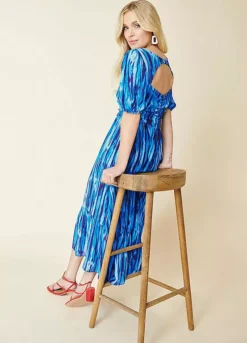 Kaleidoscope Tie Dye Print Midi Dress -Mesh Sleeve Shop Kaleidoscope Tie Dye Print Midi Dress18R925FRSP W01