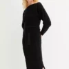 Knitted Dress & Belt -Mesh Sleeve Shop Knitted Dress Belt953089FRSP