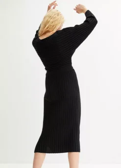 Knitted Dress & Belt -Mesh Sleeve Shop Knitted Dress Belt953089FRSP W01