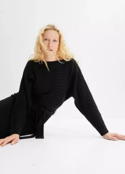 Knitted Dress & Belt -Mesh Sleeve Shop Knitted Dress Belt953089FRSP W03