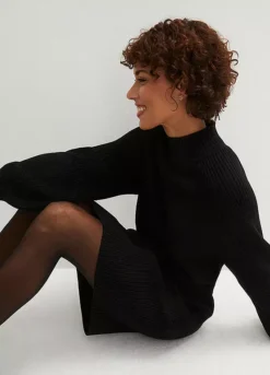 Knitted Jumper Dress -Mesh Sleeve Shop Knitted Jumper Dress956978FRSP W02