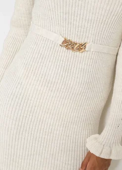 Knitted Long Sleeve Dress -Mesh Sleeve Shop Knitted Long Sleeve Dress930308FRSP W03