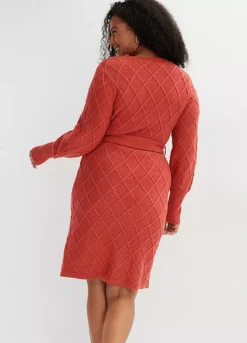 Knitted Tie Dress -Mesh Sleeve Shop Knitted Tie Dress925723FRSB W01