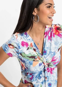 Knotted Summer Top -Mesh Sleeve Shop Knotted Summer Top911905FRSP W02