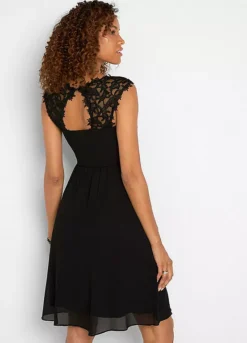 Lace Bodice Skater Dress -Mesh Sleeve Shop Lace Bodice Skater Dress931038FRSP W01