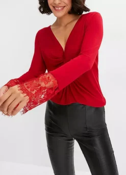 Lace Cuff Top -Mesh Sleeve Shop Lace Cuff Top945943FRSP W02