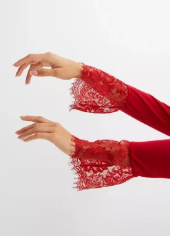 Lace Cuff Top -Mesh Sleeve Shop Lace Cuff Top945943FRSP W03