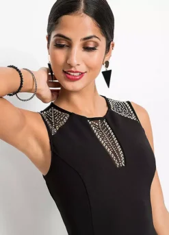 Lace Detail Dress -Mesh Sleeve Shop Lace Detail Dress930894FRSP W03