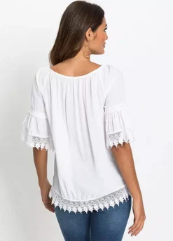 Lace Hem Tunic -Mesh Sleeve Shop Lace Hem Tunic909404FRSP W01