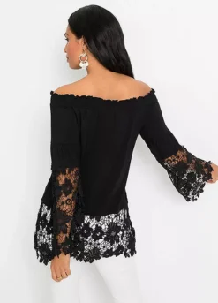 Lace Off-The-Shoulder Top -Mesh Sleeve Shop Lace Off The Shoulder Top937874FRSP W01