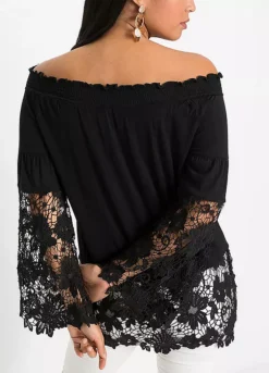 Lace Off-The-Shoulder Top -Mesh Sleeve Shop Lace Off The Shoulder Top937874FRSP W03