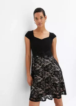 Lace Skirt Dress -Mesh Sleeve Shop Lace Skirt Dress963649FRSP