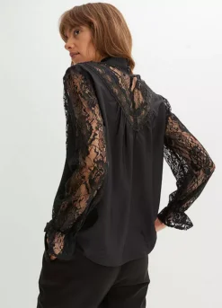 Lace Sleeve Blouse -Mesh Sleeve Shop Lace Sleeve Blouse950164FRSP W01