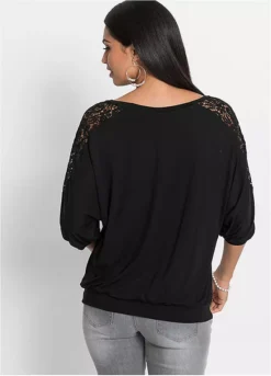 Lace Sleeve Slouch Top 9 Lace Sleeve Slouch Top -Mesh Sleeve Shop Lace Sleeve Slouch Top953484FRSP W01