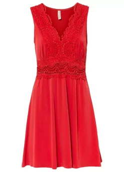 Lace Trim Dress -Mesh Sleeve Shop Lace Trim Dress946171FRSC