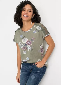 Lace Trim Floral T-Shirt