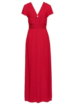 Lace Trim Maxi Dress -Mesh Sleeve Shop Lace Trim Maxi Dress931678FRSC