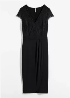 Lace Trim Sleeve Dress -Mesh Sleeve Shop Lace Trim Sleeve Dress933018FRSC