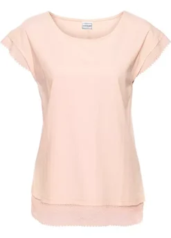 Lace Trim T-Shirt -Mesh Sleeve Shop Lace Trim T Shirt953787FRSC