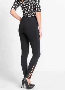 Lattice Hem Leggings -Mesh Sleeve Shop Lattice Hem Leggings948232FRSP W01