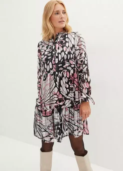 Leaf Print Dress -Mesh Sleeve Shop Leaf Print Dress932095FRSP