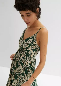Leaf Print Smocked Maxi Dress -Mesh Sleeve Shop Leaf Print Smocked Maxi Dress951091FRSP W02