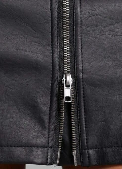 Leather Look Mini Skirt -Mesh Sleeve Shop Leather Look Mini Skirt903767FRSP W03