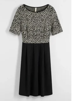 Mesh Sleeve Shop -Mesh Sleeve Shop Leopard Print Short Sleeve Jersey Dress931592FRSC
